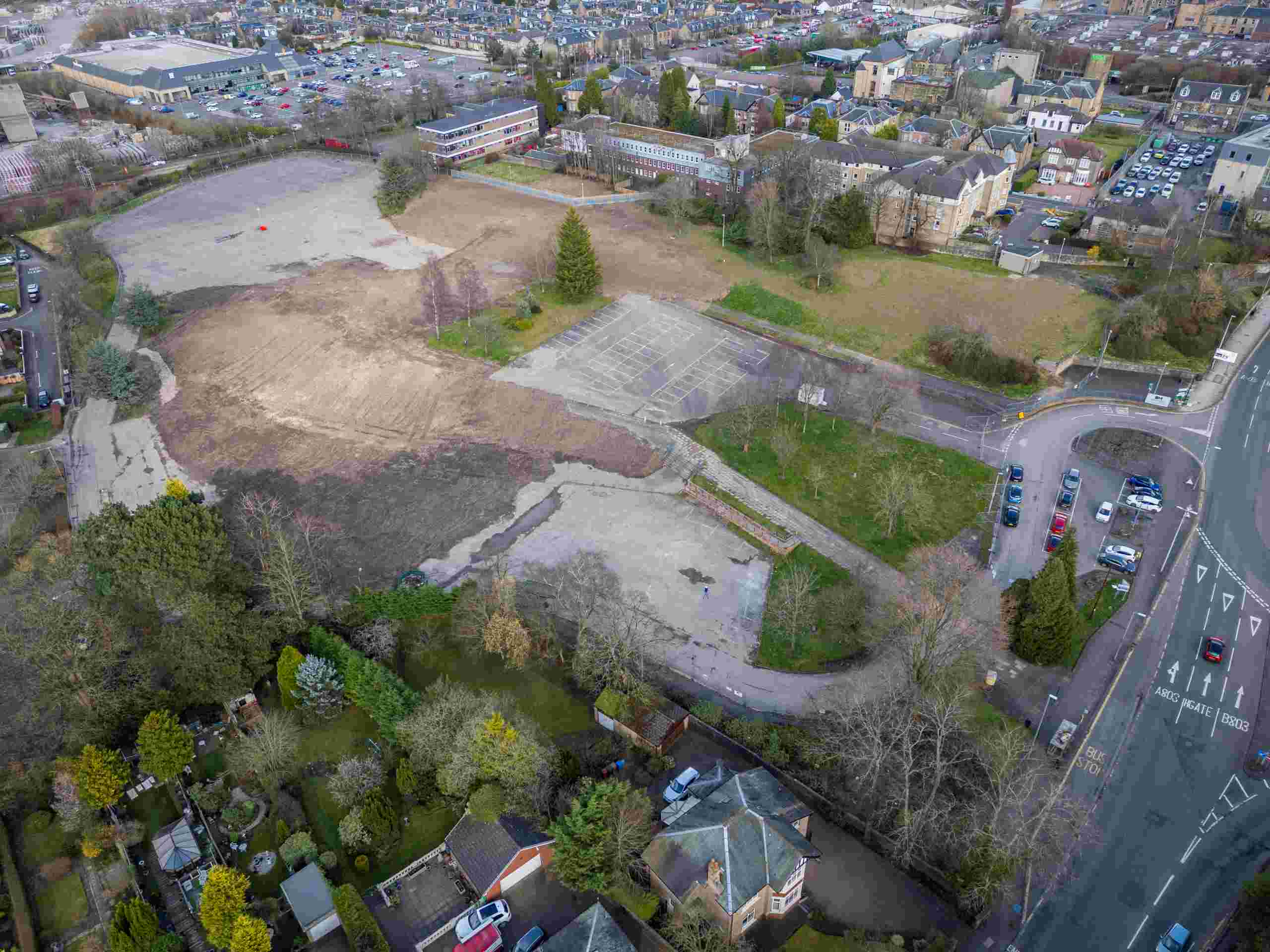 Ariel image of former Municipal Buildings site