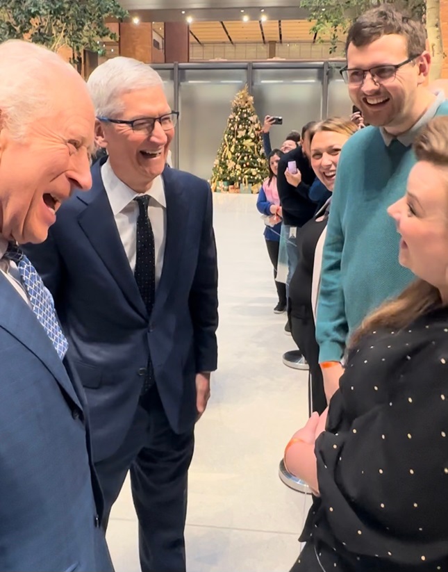 Kerry Abercrombie (right) meets His Majesty King Charles and Apple CEO Tim Cook.