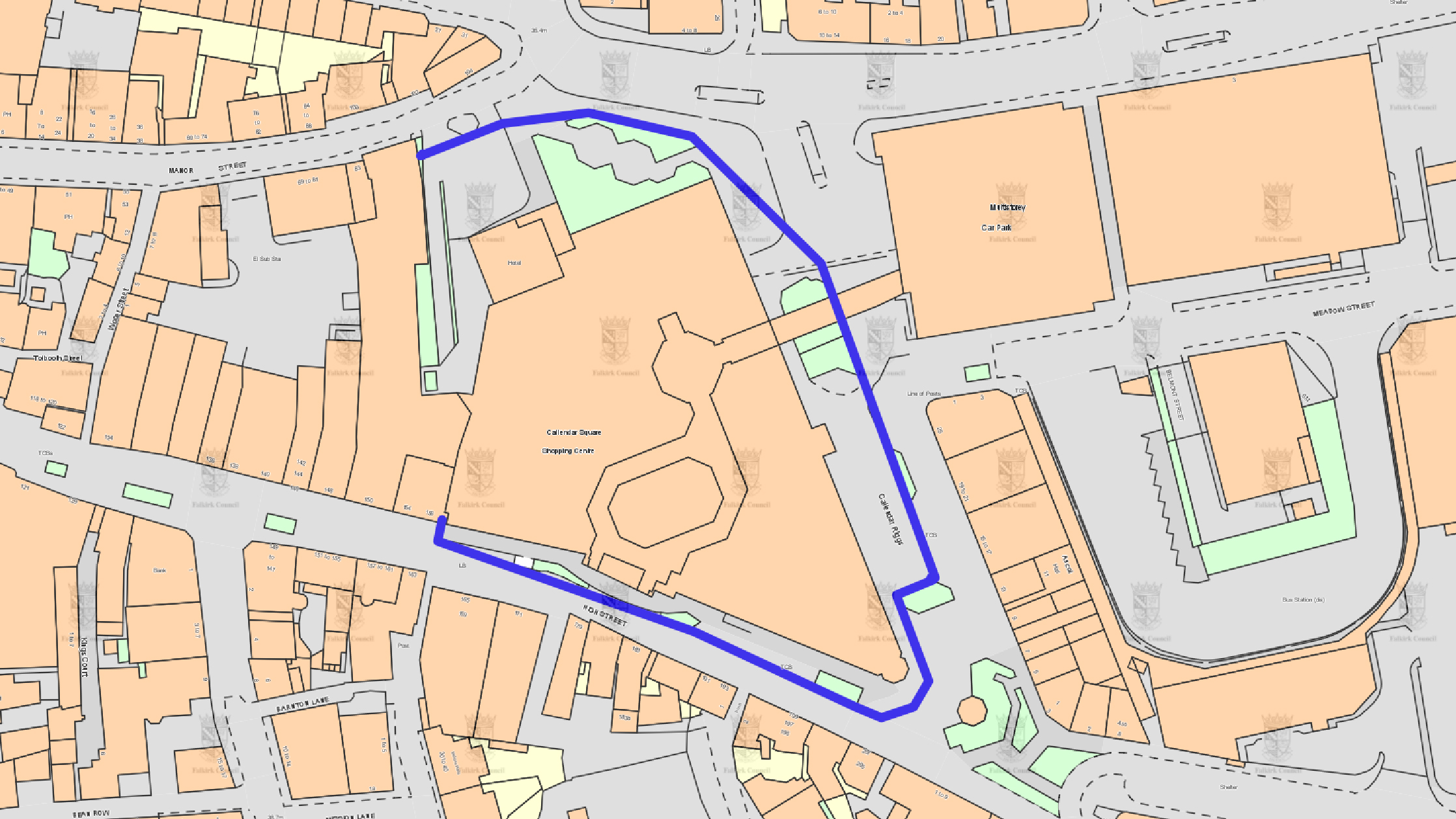 A map showing the footpath diversion around Callendar Square.