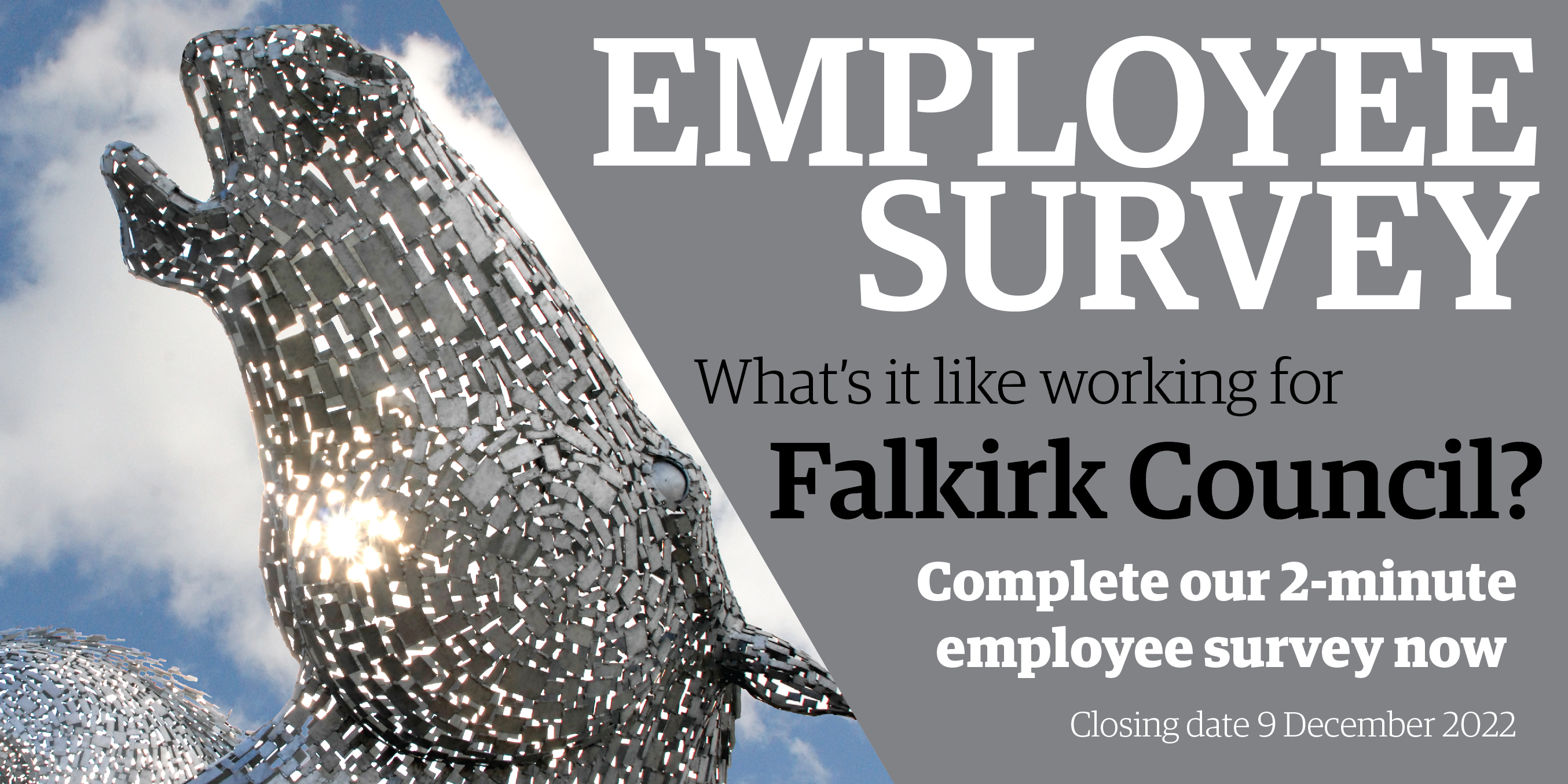 We need you to fill in this short survey to help us better understand how you feel about working for Falkirk Council.