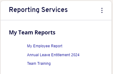 MyView Dashboard  showing the Teams Reports that are available