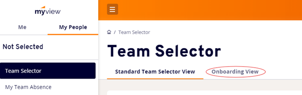 Selecting Onboarding View